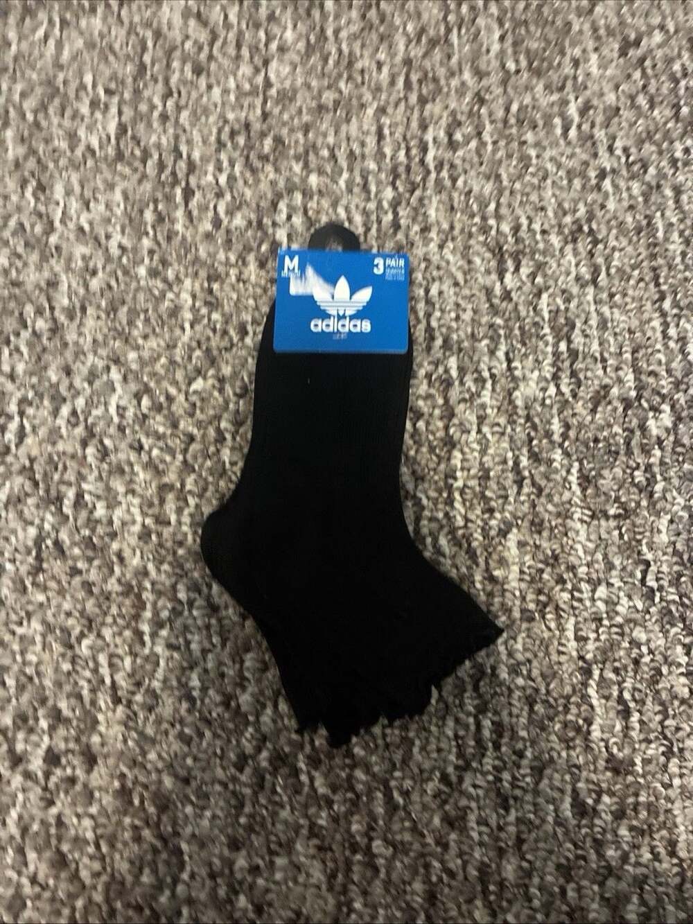 Adidas Originals Women Black Ruffle Quarter Socks 3 Pair Pack Trefoil Medium new